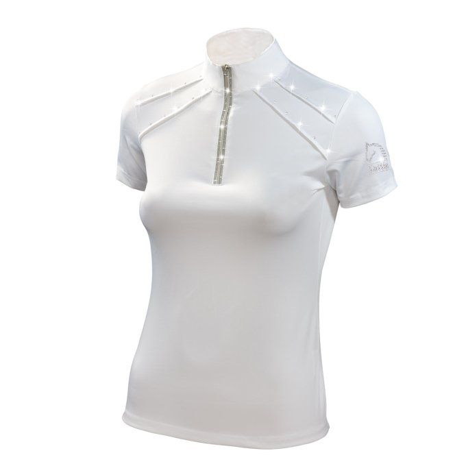 Polo de concours pour femme avec zip argent et ruban lurex