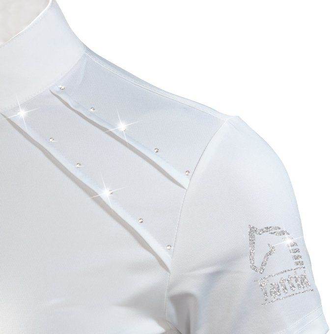 Polo de concours pour femme avec zip argent et ruban lurex