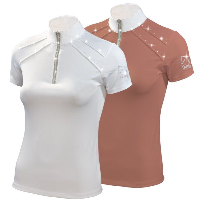 Polo de concours pour femme avec zip argent et ruban lurex